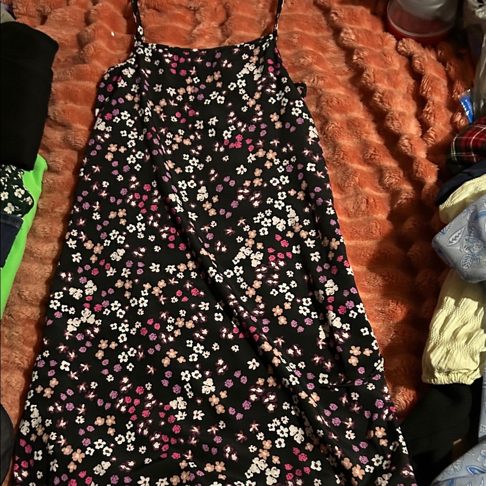 Wonder Nation Floral Kids Casual Dress - Black and Pink